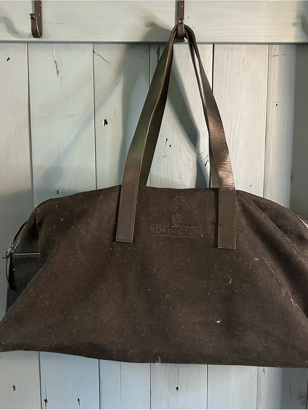 Men's Black Heavy Canvas Weekender Bag w/Leather Straps - Promotional Gear